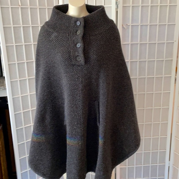 Warm Dark Gray Knit Poncho/ Cape - Picture 1 of 5